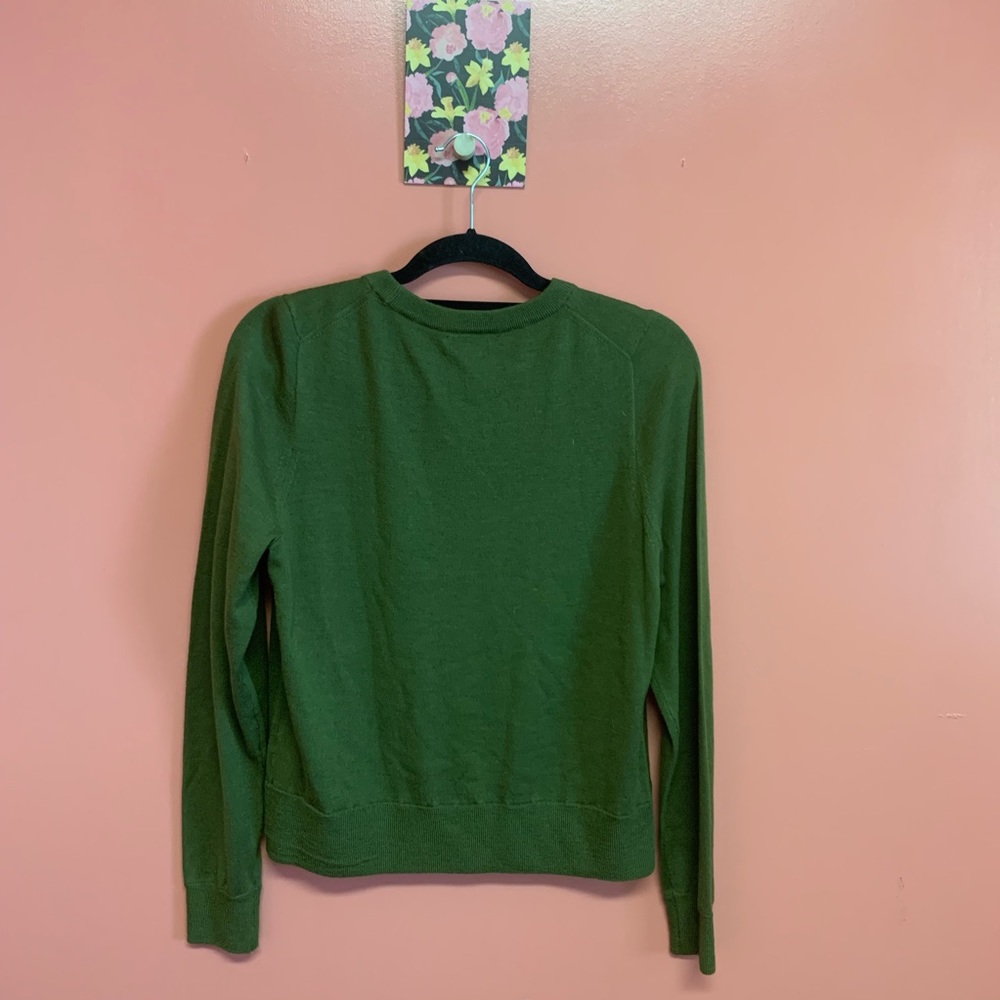 J Crew Merino Wool Army Green Crew Sweater - Picture 5 of 6